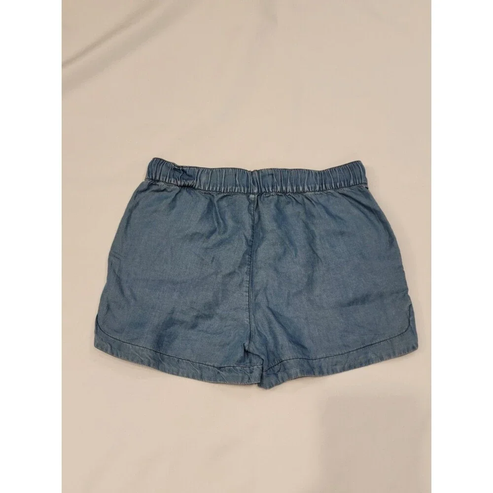 Blue Rain by Francesca's Boho Embroidered Pull-On Chambray Shorts Womens Small